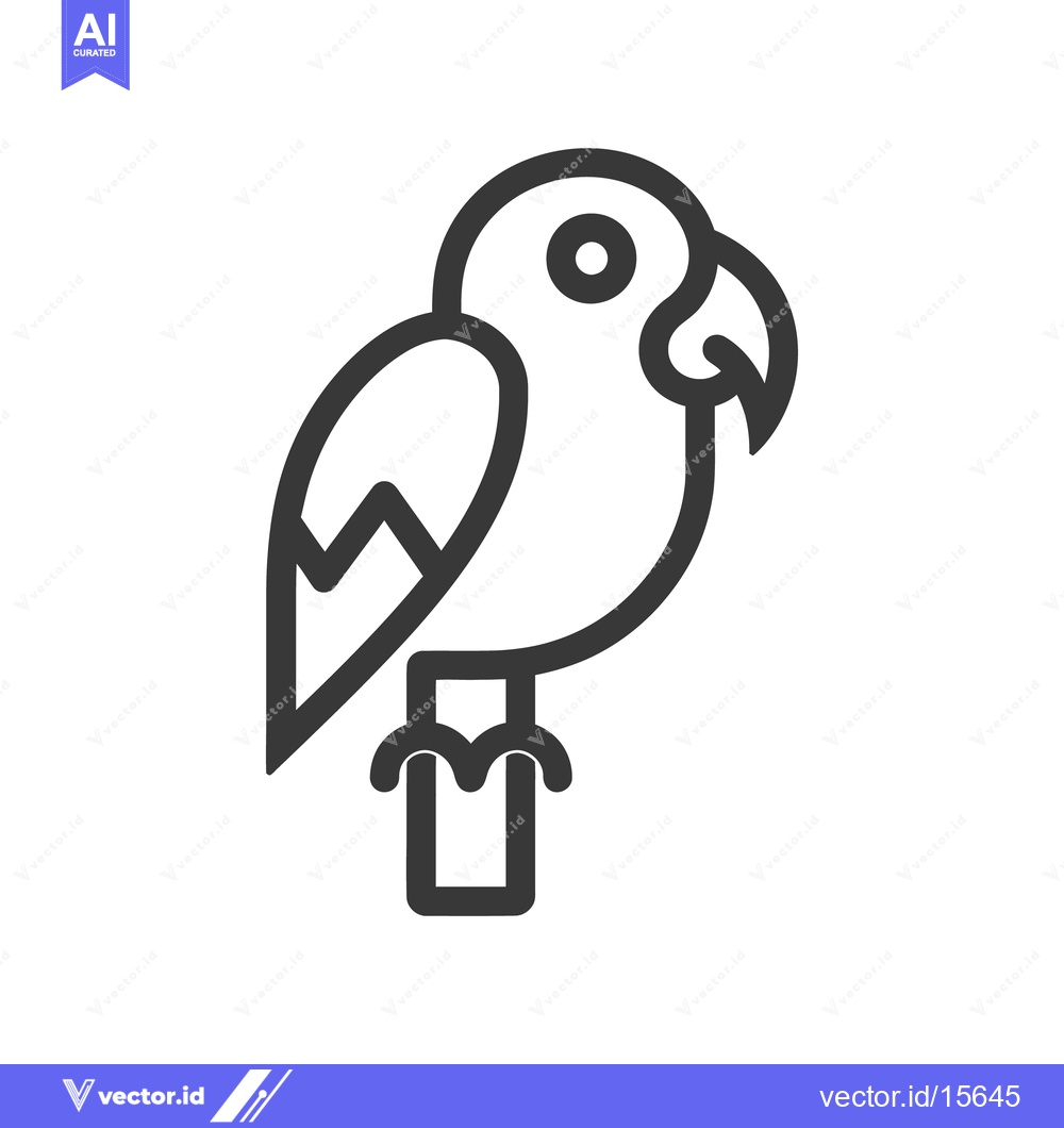 Premium Vector of A simple outlined depiction of a parrot on a perch