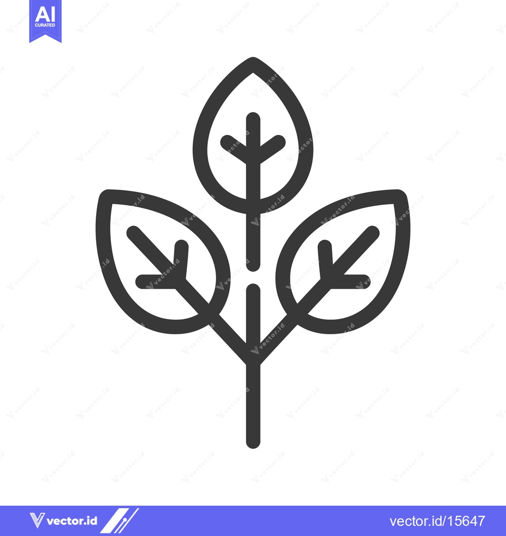 Premium Vector of A simple icon of three leaves on a plant stem