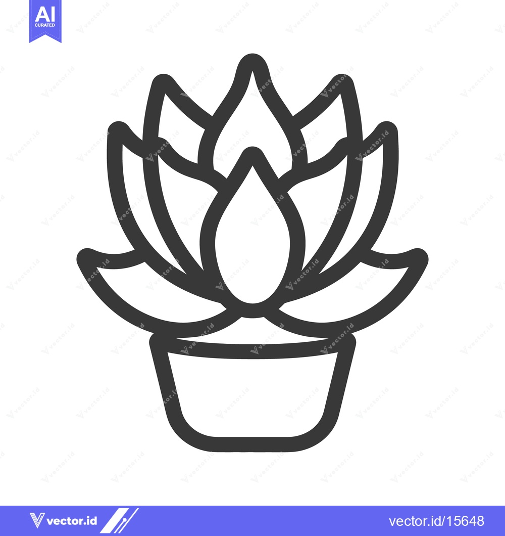 Premium Vector dari A simplified line drawing depicting a potted plant icon