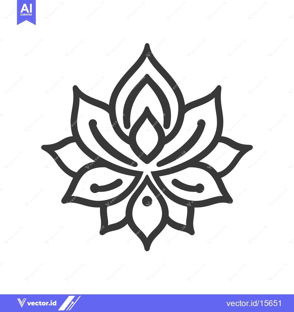 Premium Vector of A symmetrical black and white drawing of a flower blossom