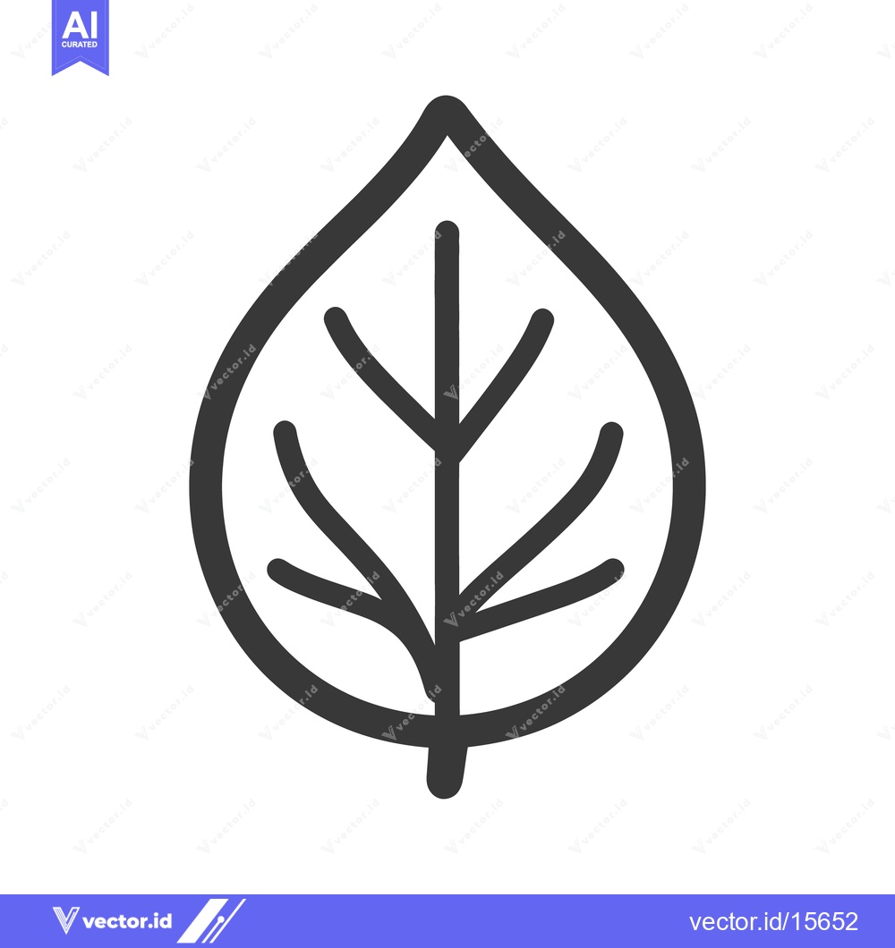 Premium Vector dari Simple stylized illustration of a single leaf with central veins