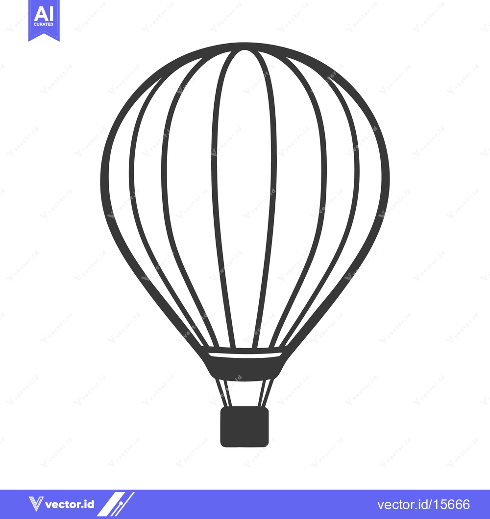 Premium Vector dari A detailed black and white vector illustration of a hot air balloon