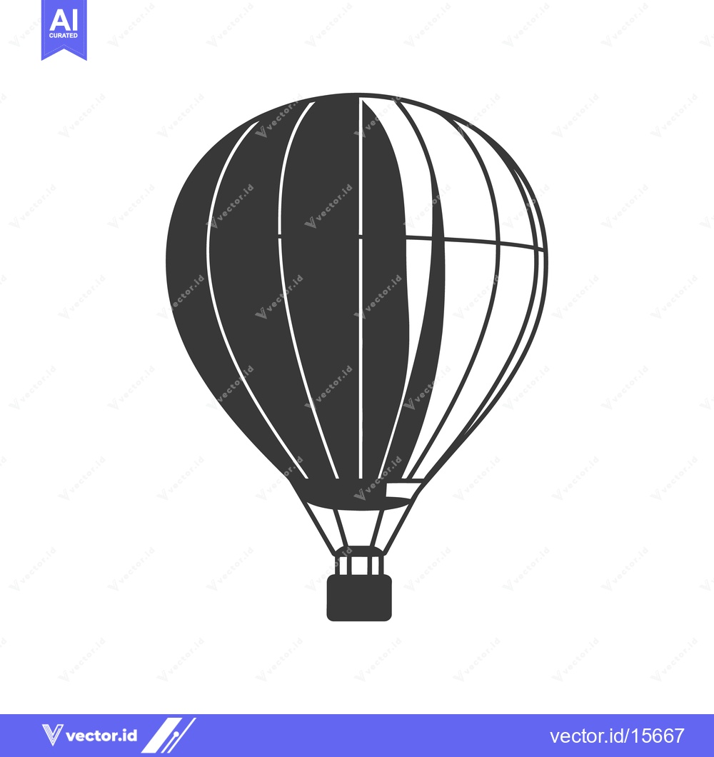 Premium Vector of A simplistic graphic illustration of a hot air balloon in grayscale