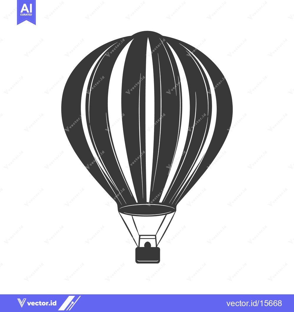 Premium Vector of A grayscale illustration of a classic hot air balloon design