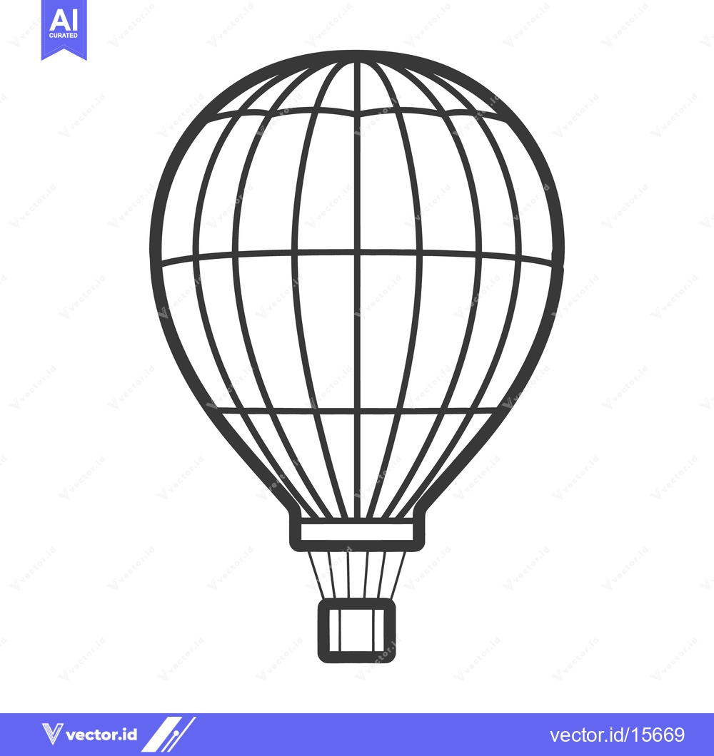 Premium Vector dari A simplified monochrome graphic of a hot air balloon