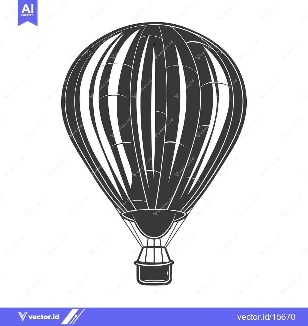 Premium Vector dari An illustrated hot air balloon floating against a white background