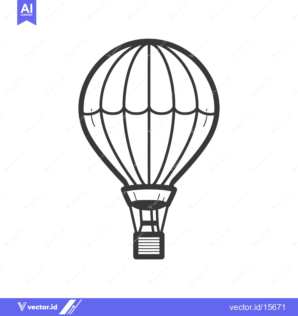 Premium Vector dari A black and white line drawing of a hot air balloon