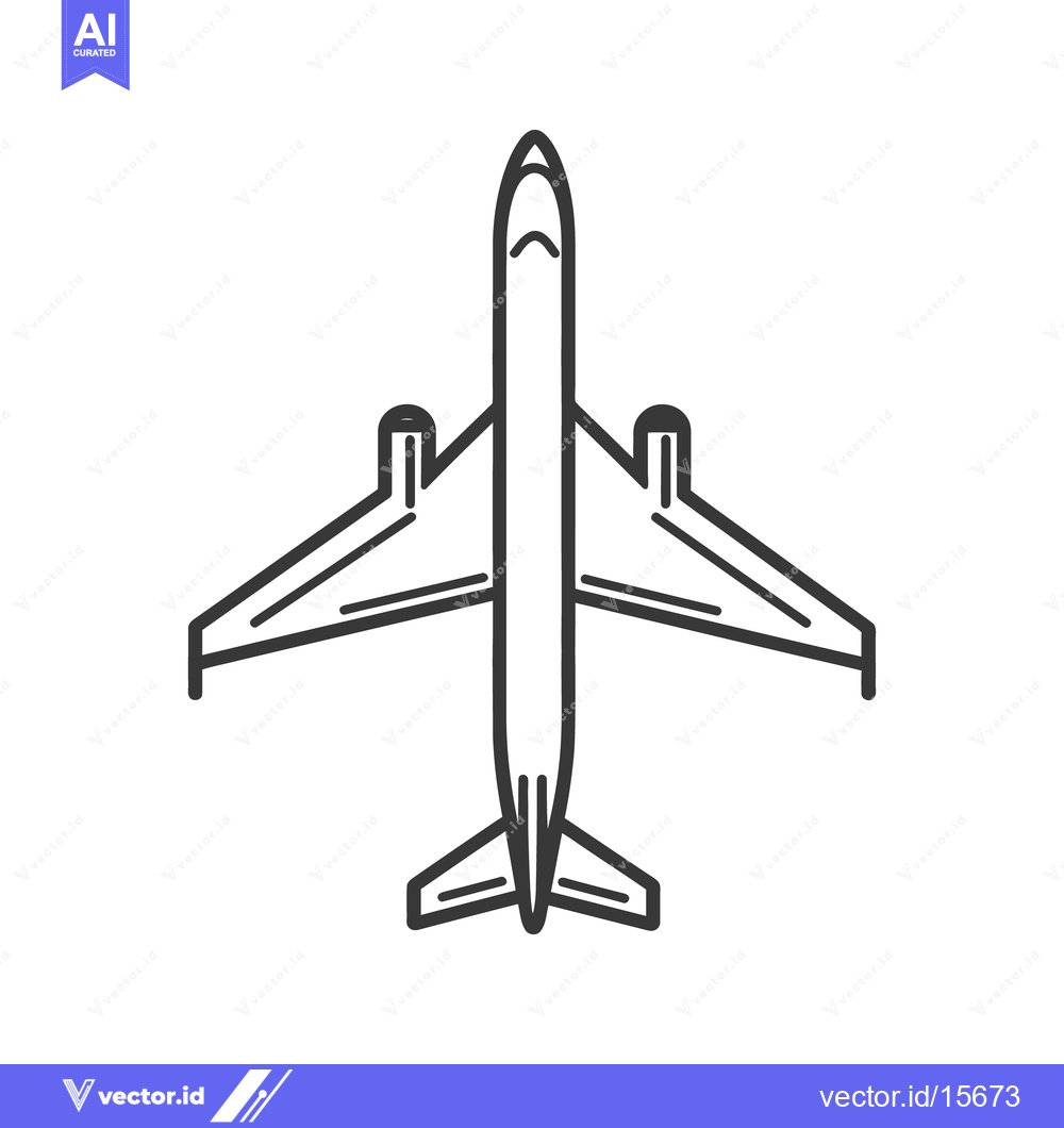 Premium Vector of Simple line art illustration depicting an aircraft in flight
