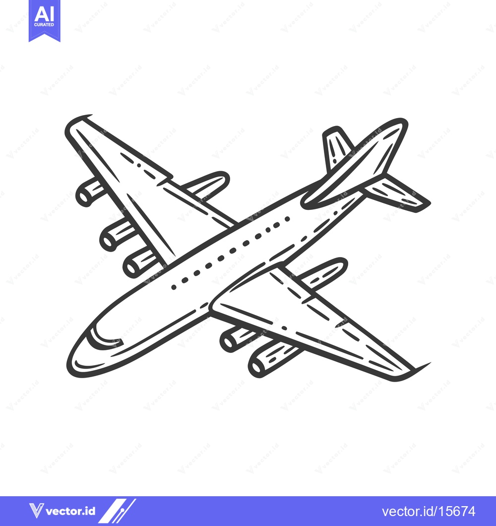 Premium Vector dari Vector illustration depicts a large passenger airplane in flight
