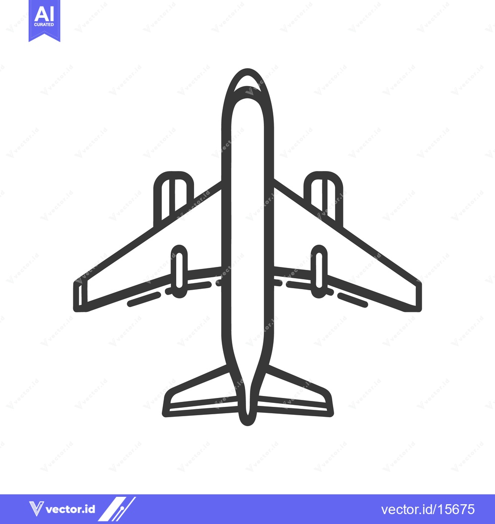 Premium Vector of A simple black and white depiction of an airplane from above