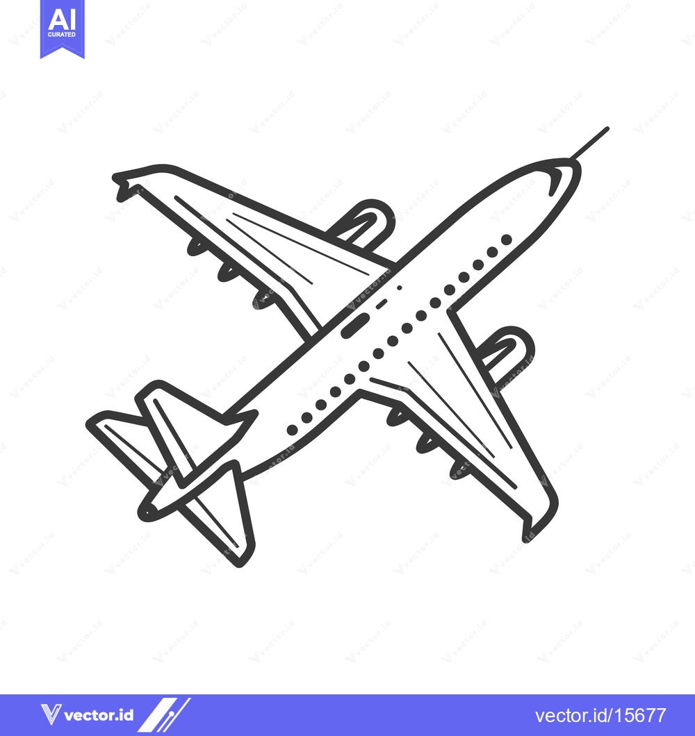Premium Vector dari An illustration depicting a passenger jet in flight against white back