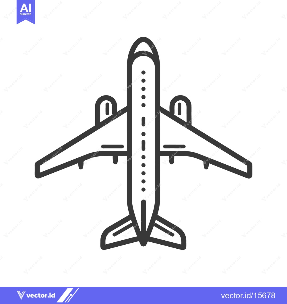 Premium Vector of A detailed black and white line drawing of a passenger aircraft