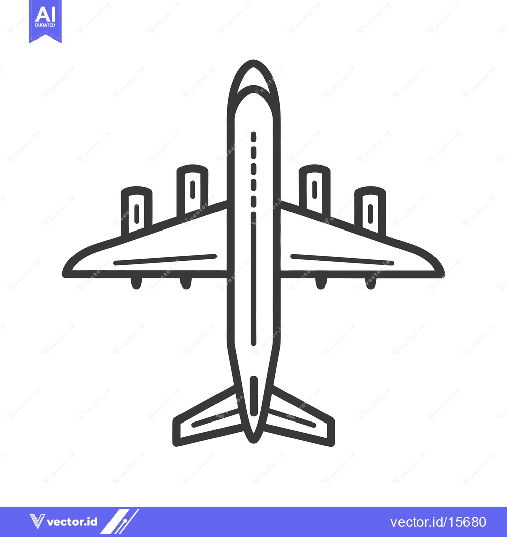 Premium Vector of An overhead line drawing illustration of a four engine airplane
