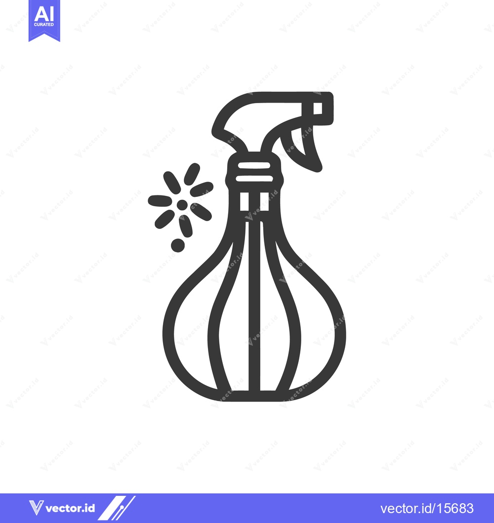 Premium Vector of Minimalist Spray Bottle Icon with Spray Effect, Black Outline on White