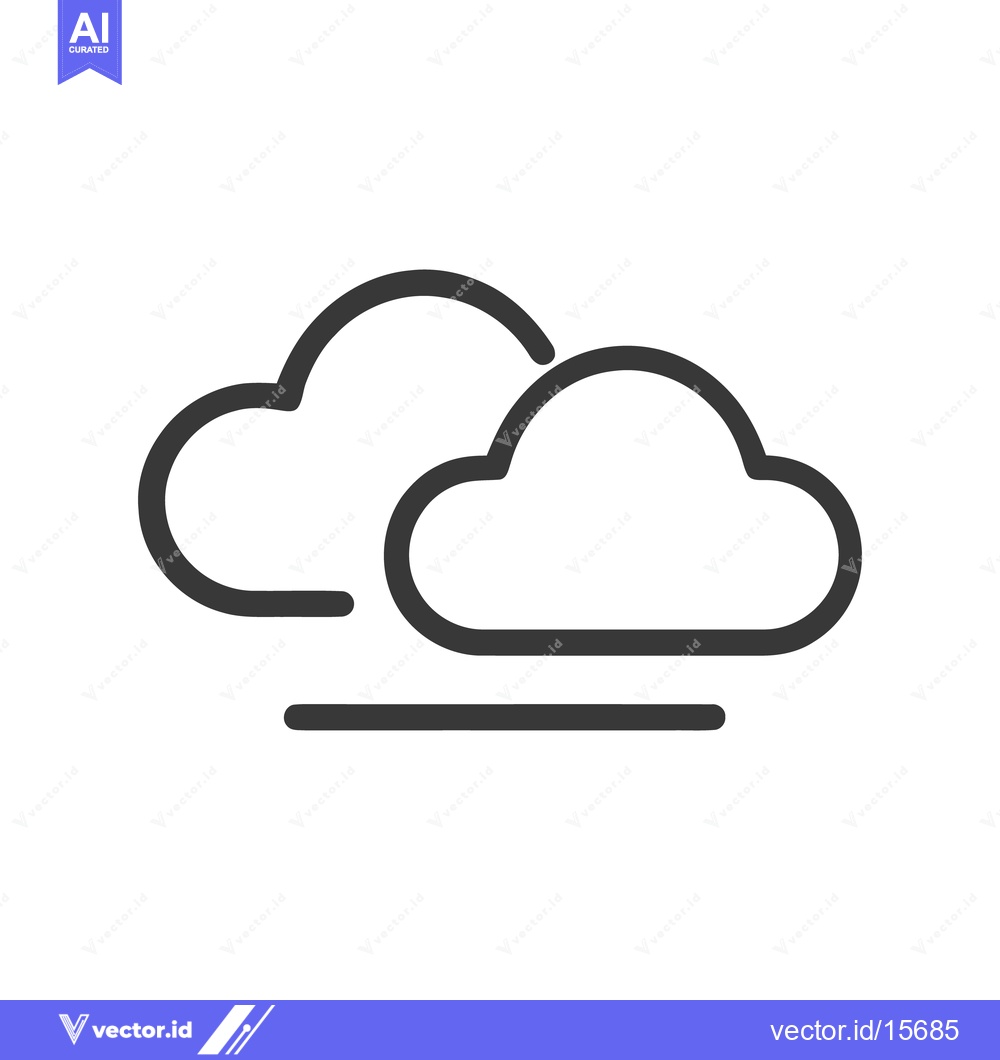 Premium Vector dari Minimalist Cloud Icon: Two Overlapping Shapes with Horizon Line, Weath
