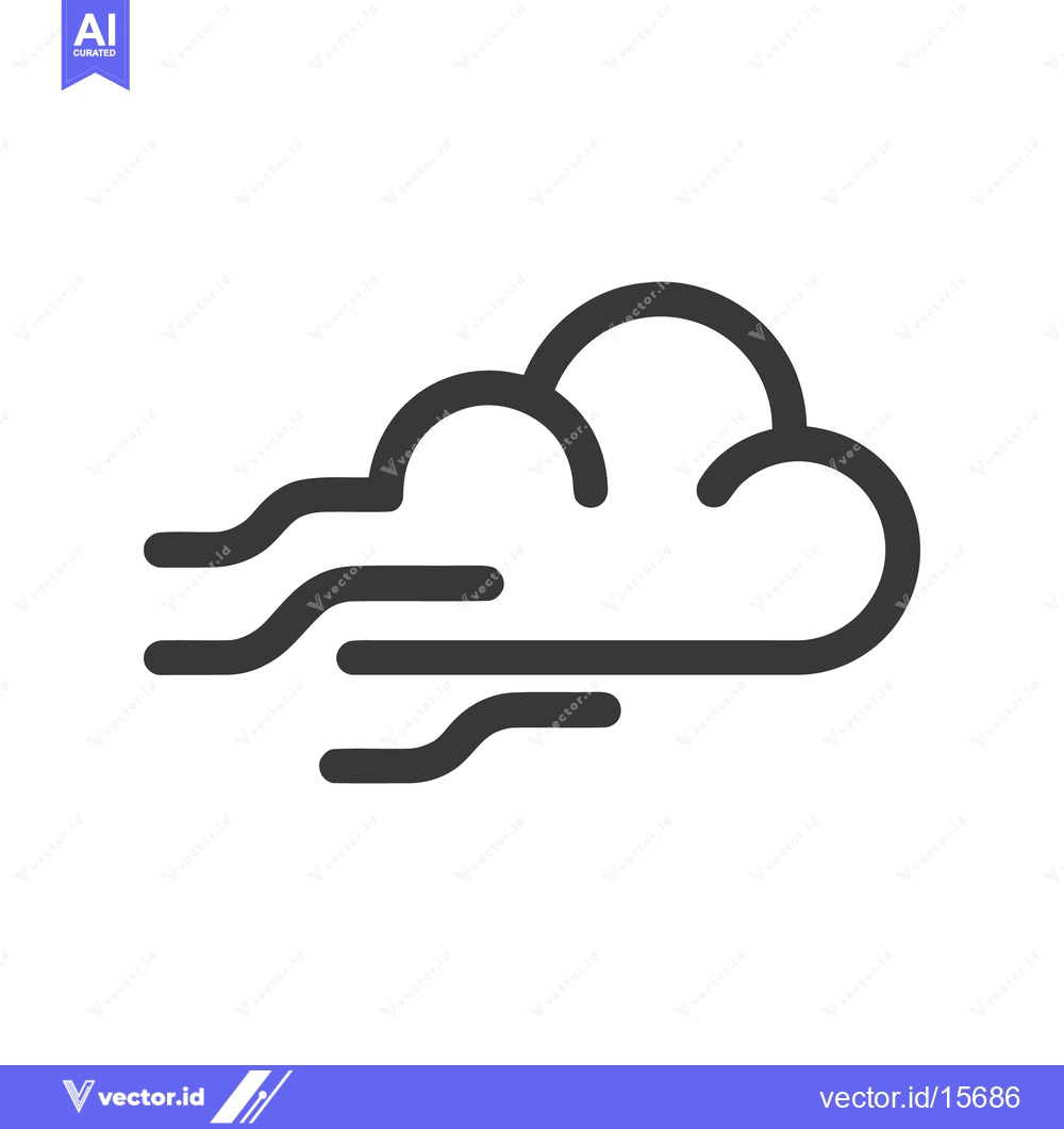 Premium Vector dari Stylized Wind Icon: Dark Gray Outline on White Background, Weather Sym