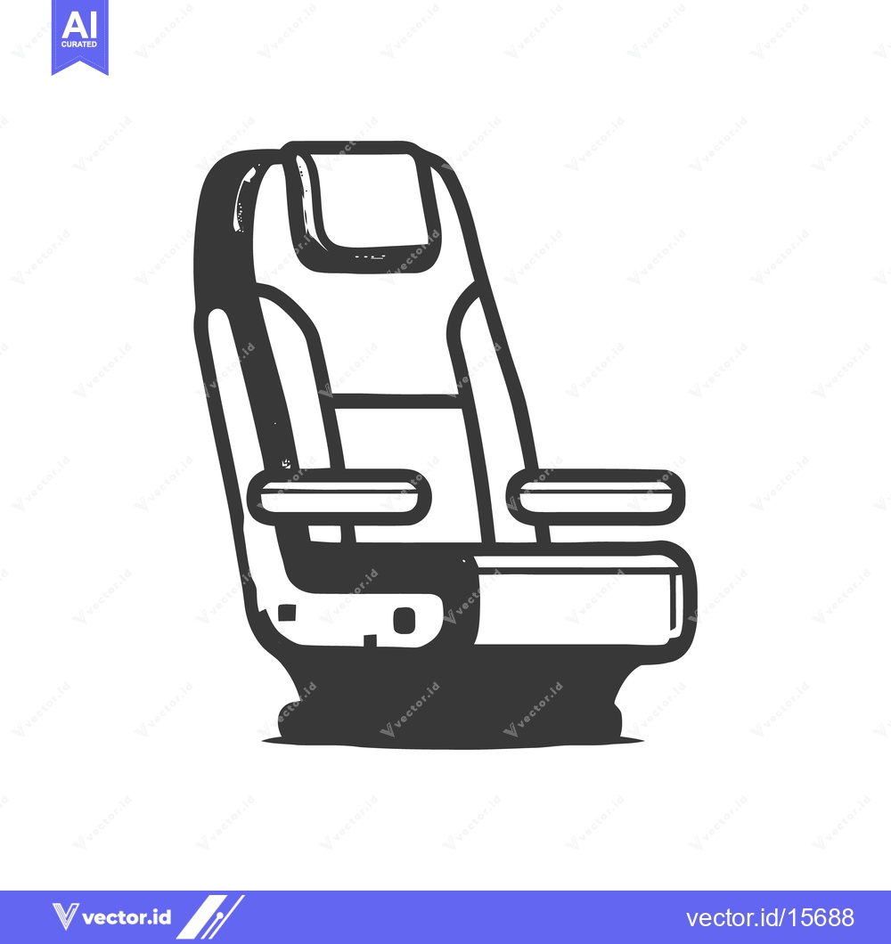 Premium Vector dari Airplane Seat Sketch: Comfortable Travel in Monochrome Illustration