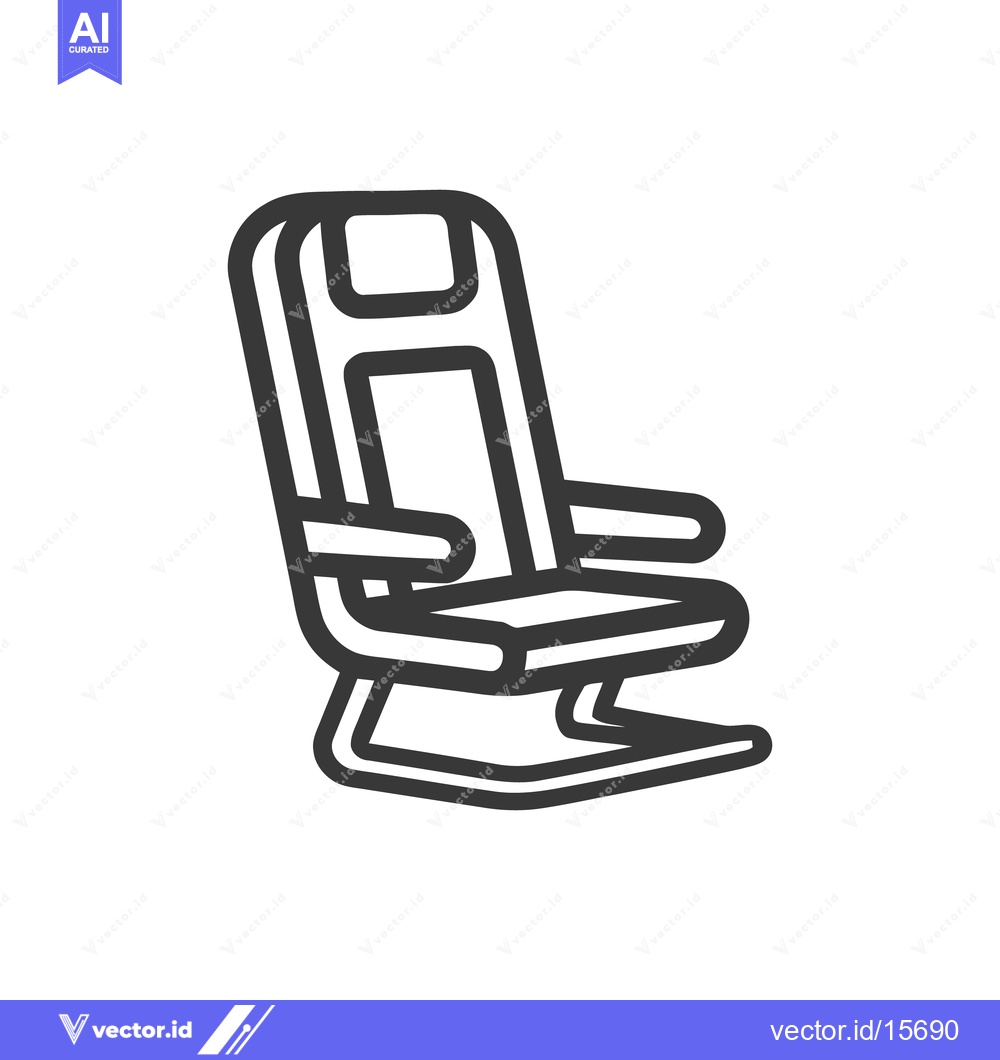 Premium Vector of Isolated Airline Seat Icon: Bold Outline on White Background