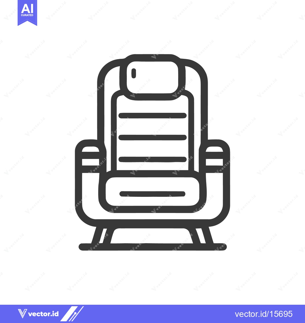 Premium Vector of Minimalist Icon of a Comfortable Armchair with Headrest and Cushions