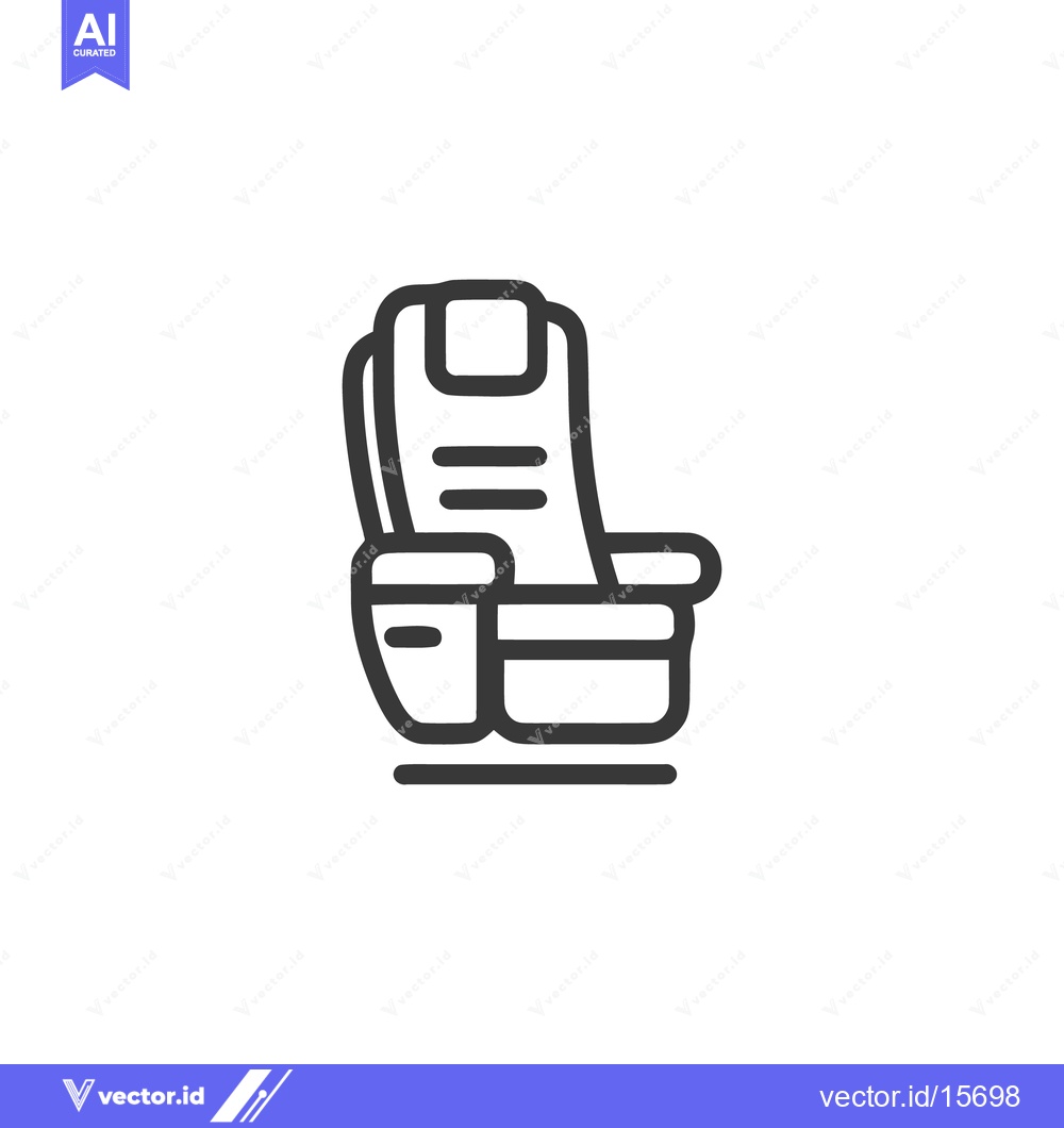 Premium Vector dari Minimalist Airplane Seat Icon with Cup Holder, Bold Outline Design