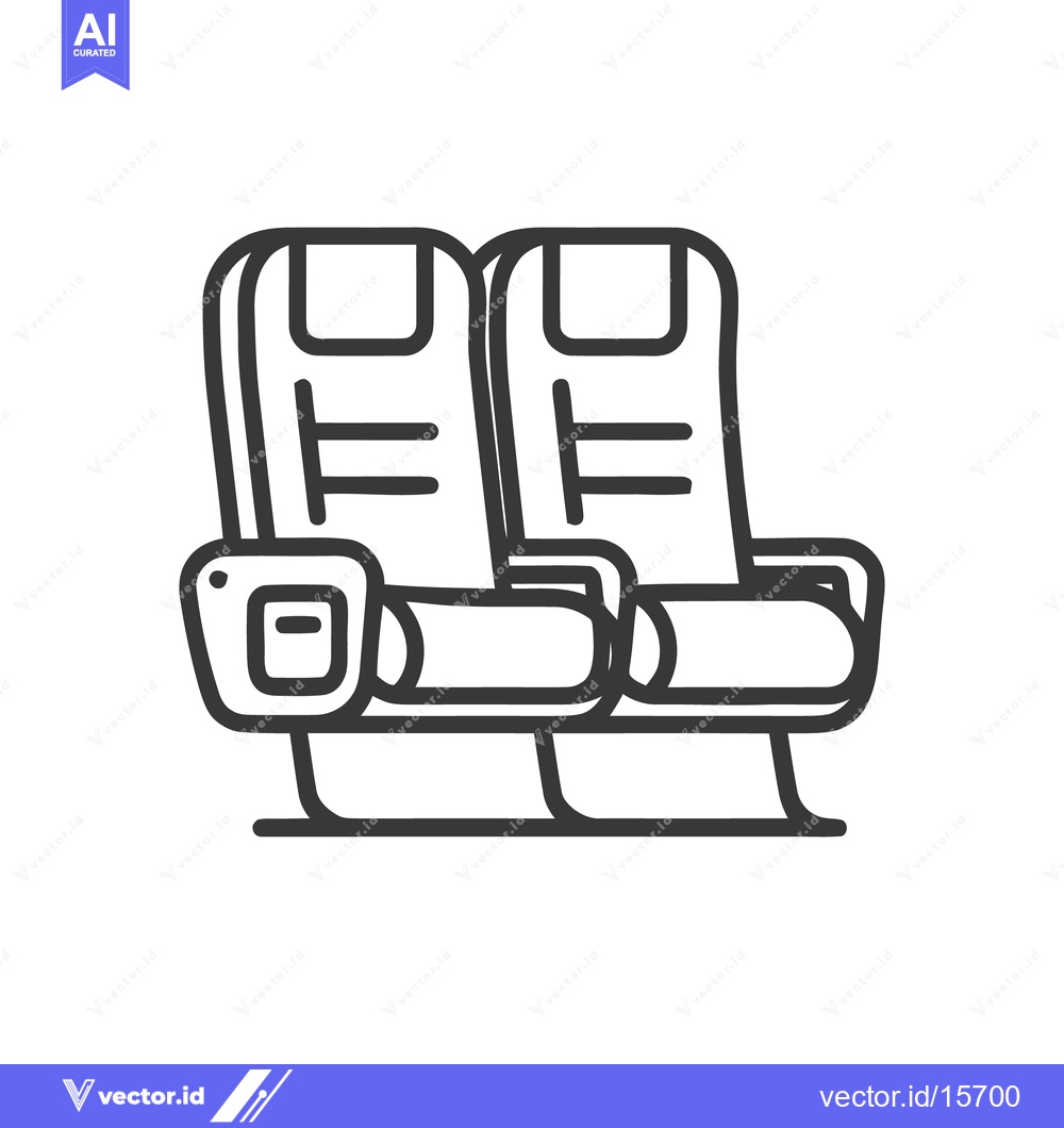 Premium Vector of Airplane Seats Icon: Minimalist Line Art of Travel Comfort
