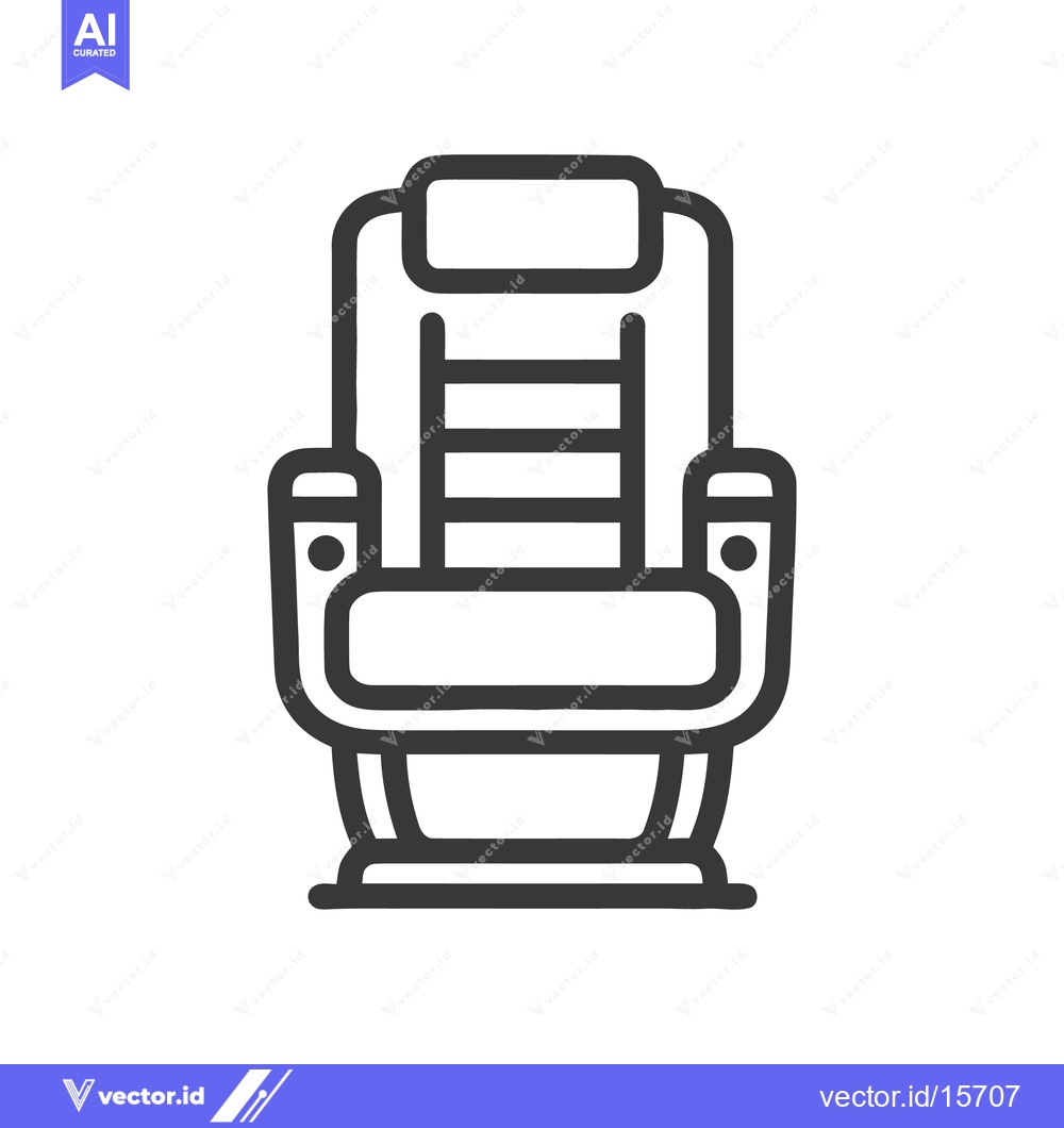 Premium Vector dari Minimalist Icon of a Comfortable Armchair with Headrest and Armrests
