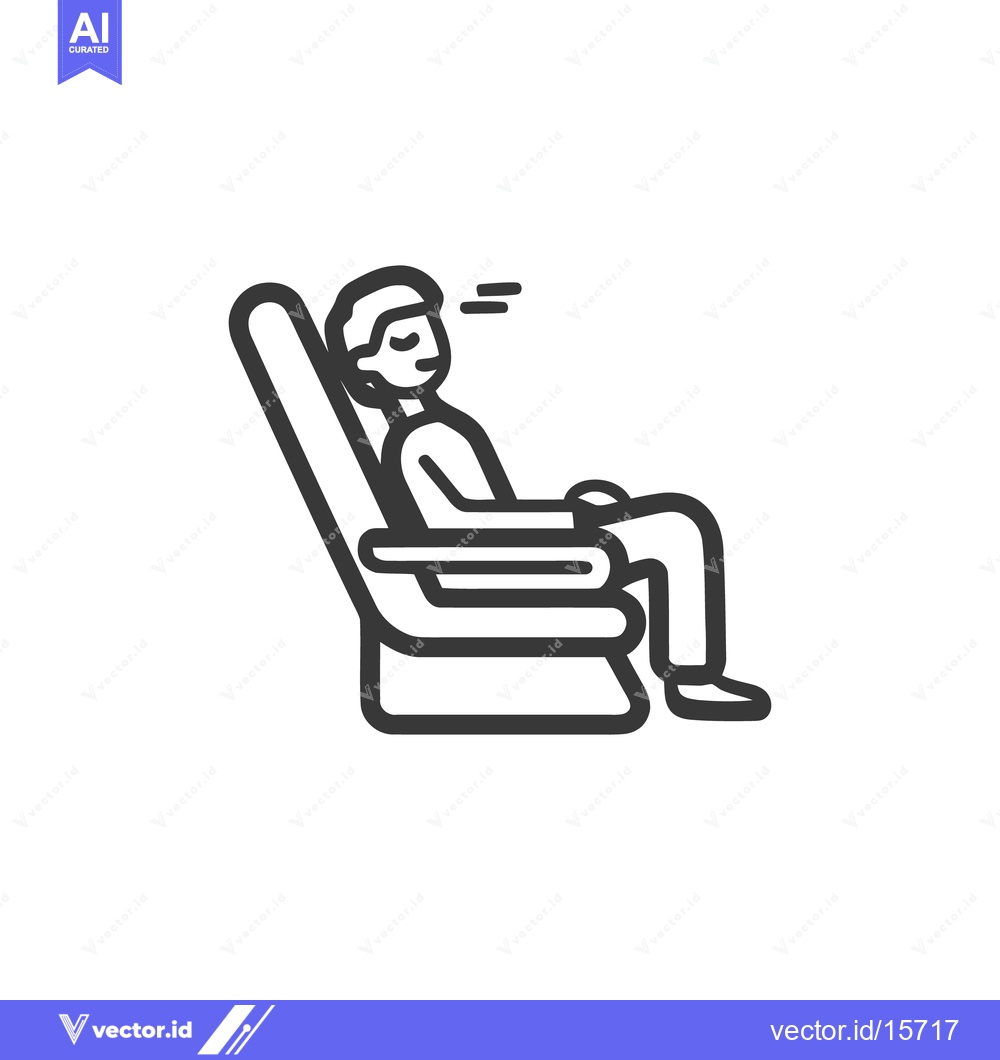 Premium Vector dari Minimalist Icon of Passenger Sleeping in Reclined Airplane Seat