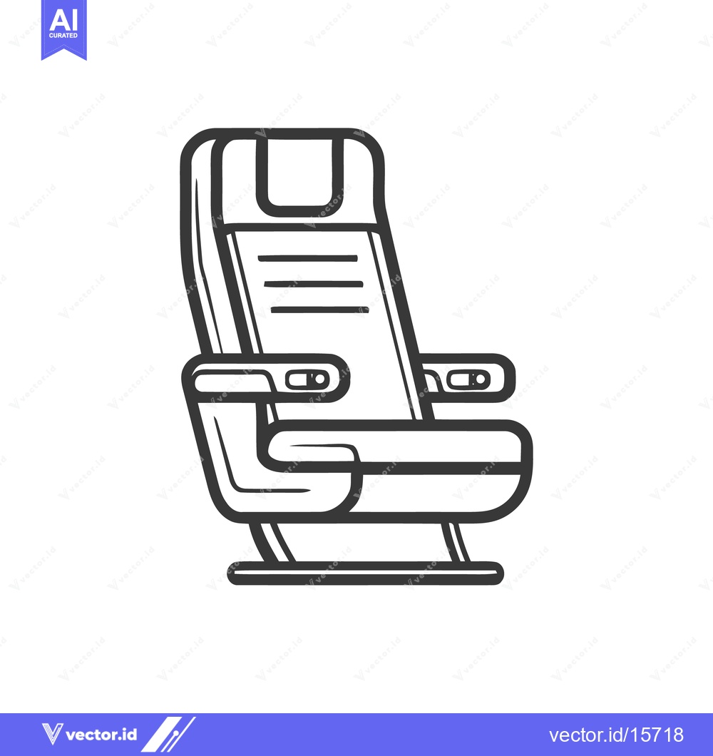 Premium Vector of Airplane Seat Icon: Minimalist Black and White Travel Illustration
