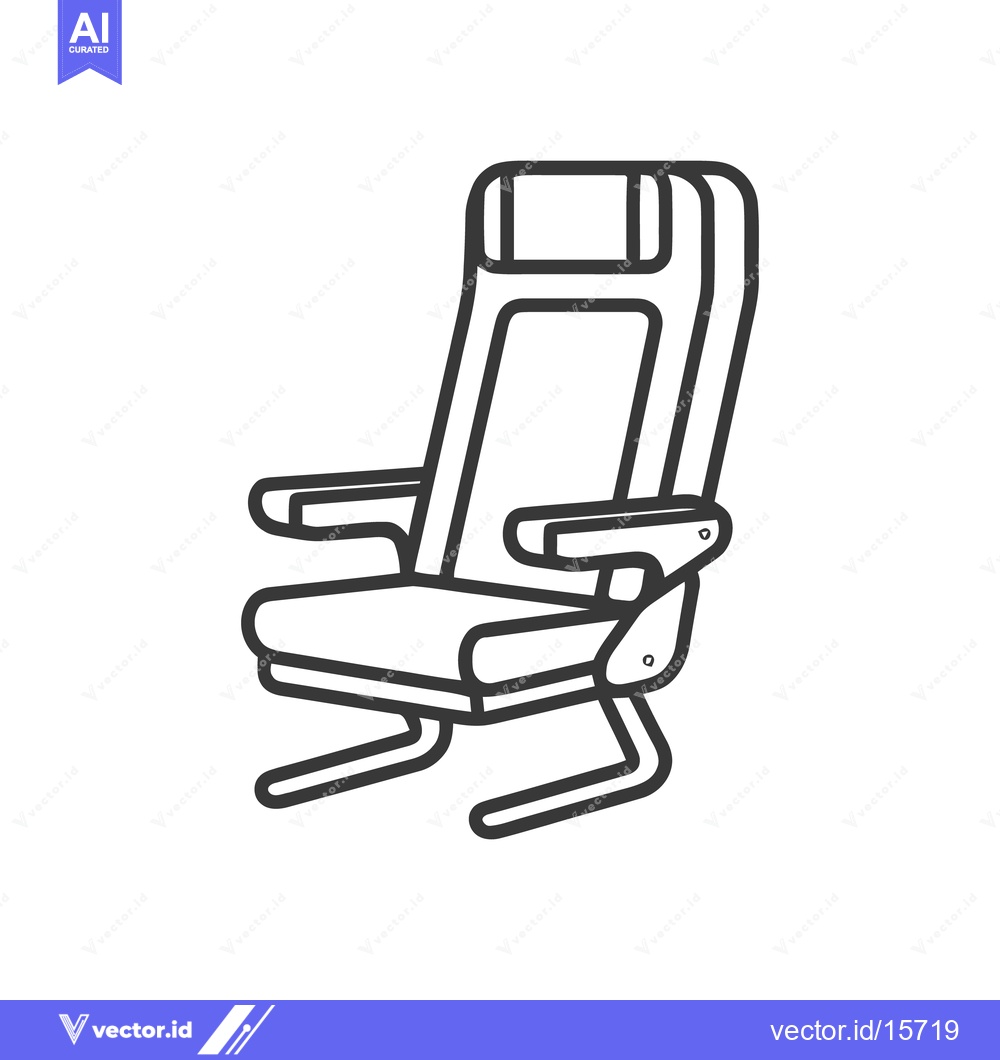 Premium Vector dari Airplane Seat Icon: Minimalist Line Art for Travel and Transportation