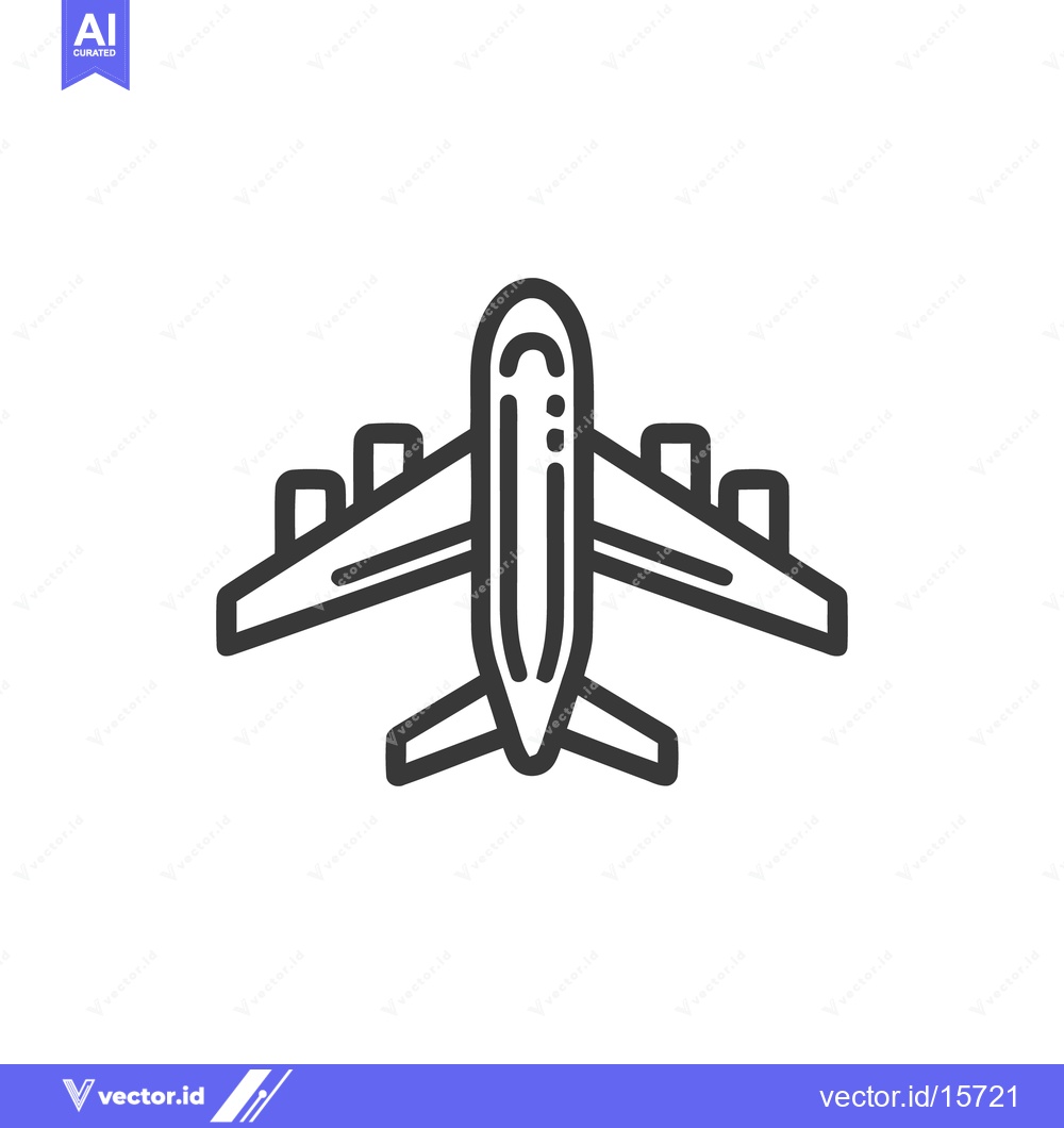Premium Vector dari Airplane Icon: Minimalist Line Art of Commercial Jet