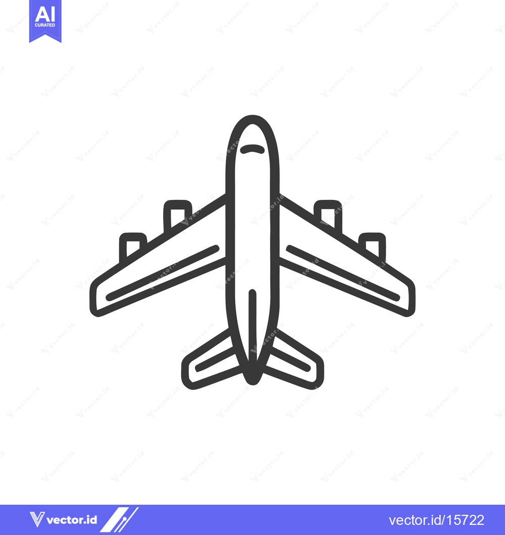 Premium Vector dari Airplane Icon: Minimalist Line Art of Commercial Jet