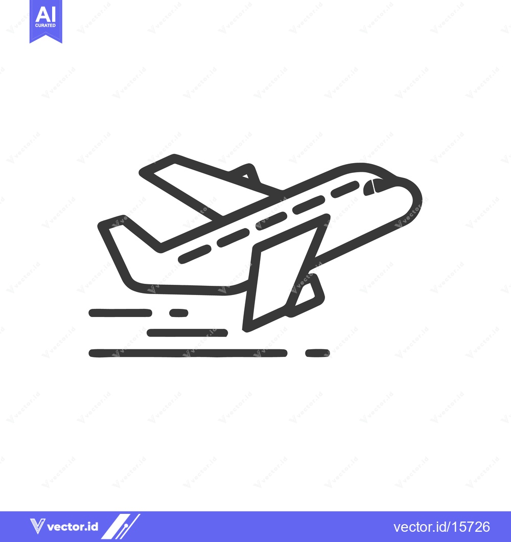 Premium Vector of Airplane Taking Off Icon: Modern Line Art on White