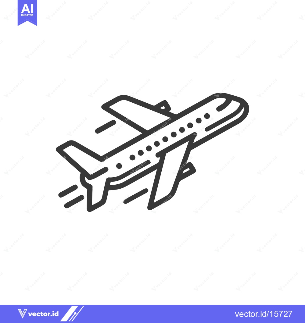 Premium Vector of Airplane Taking Off Icon, Modern Line Art Style, Travel Symbol