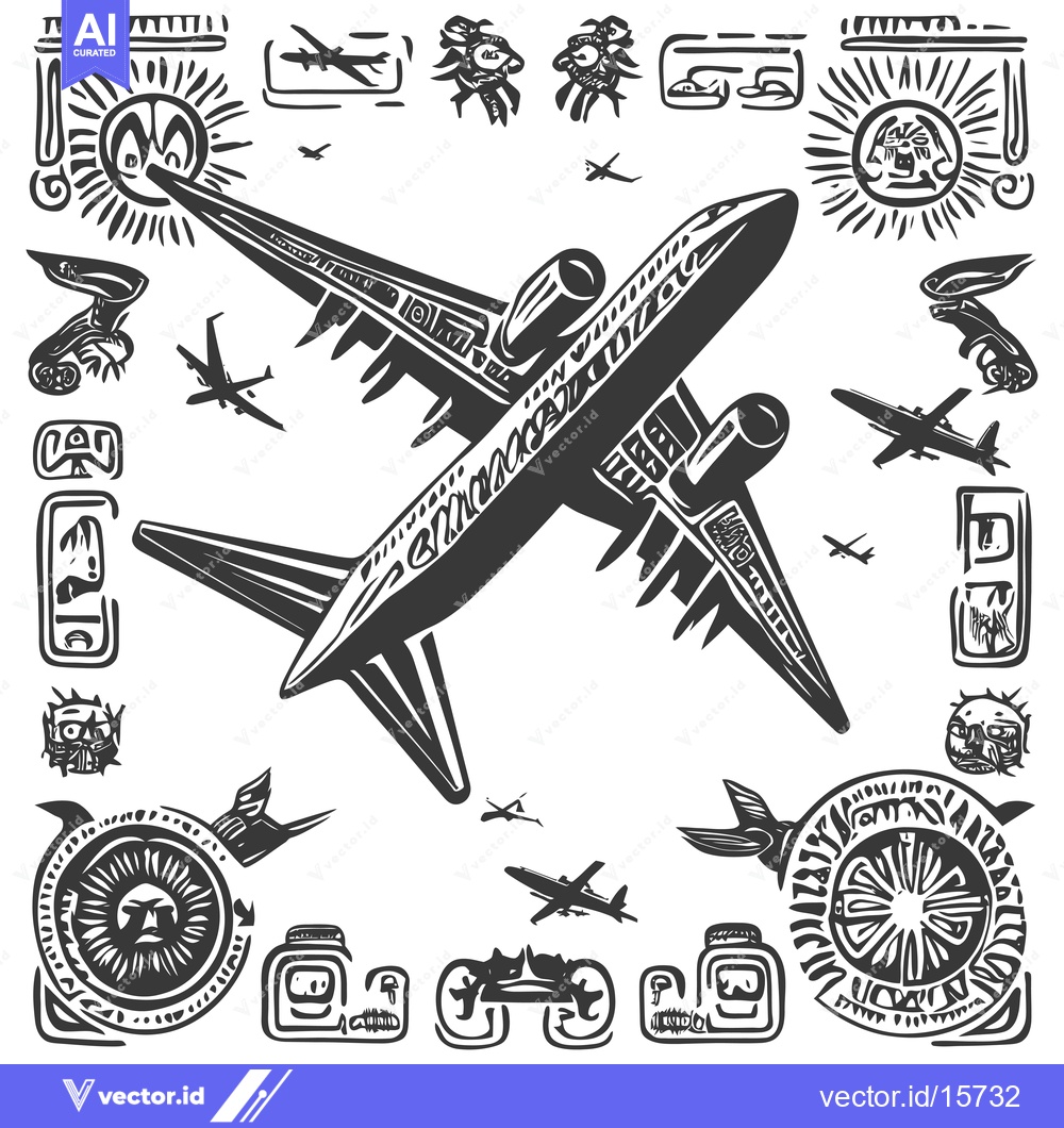 Premium Vector dari Airplane Flying Through Sun-Like Pattern with Other Aircraft