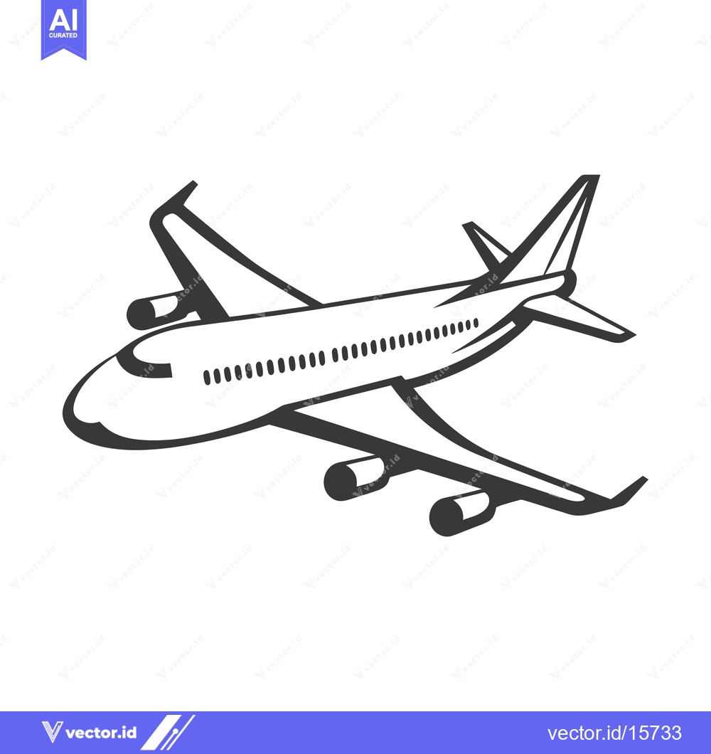Premium Vector dari A simple illustration of an airplane in flight in monochrome