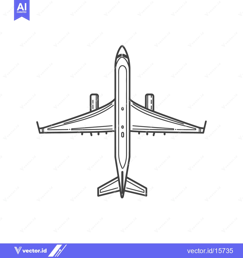 Premium Vector dari An overhead view of a large passenger jet airplane