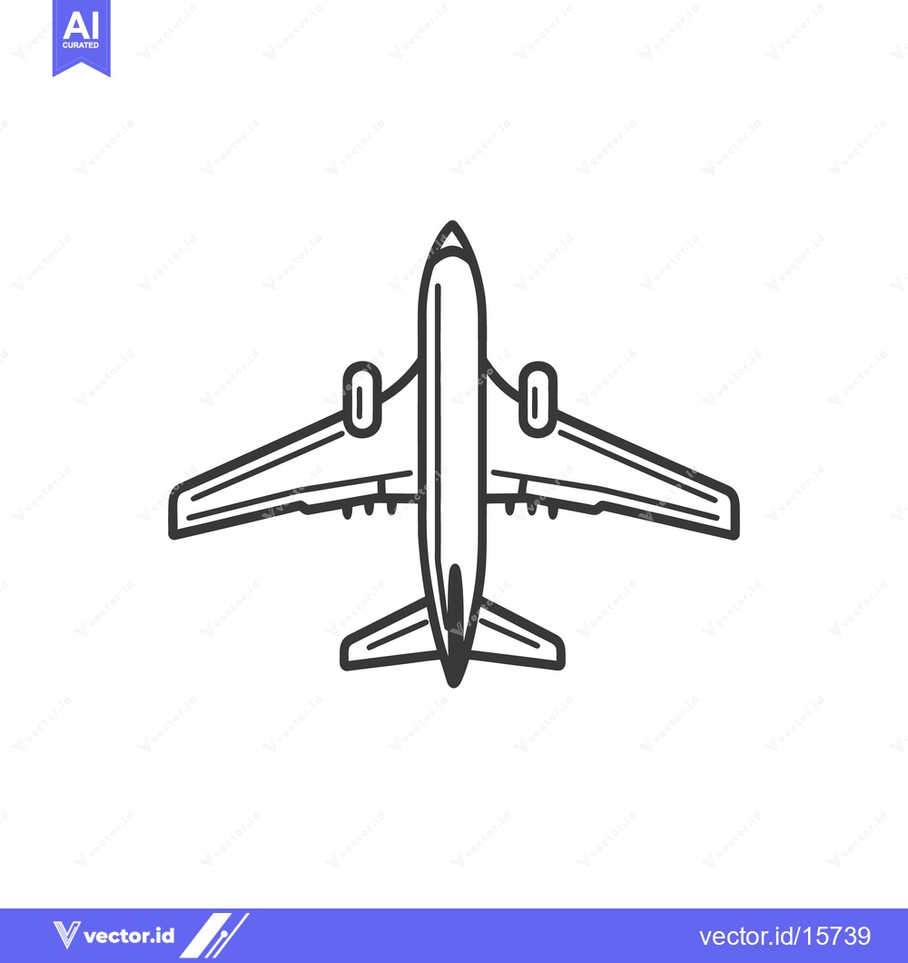 Premium Vector of A simple black and white graphic illustration of an airplane