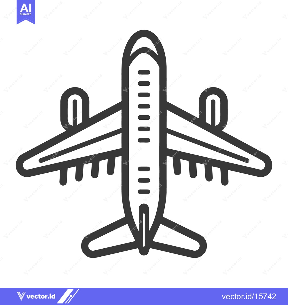 Premium Vector of A simple illustration depicting an airplane in a top down perspective