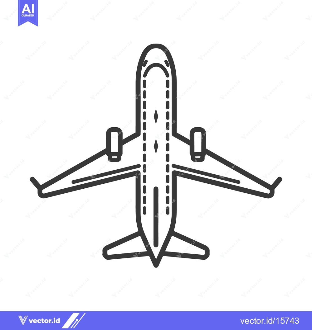 Premium Vector of A minimalistic black and white vector illustration of a passenger airp