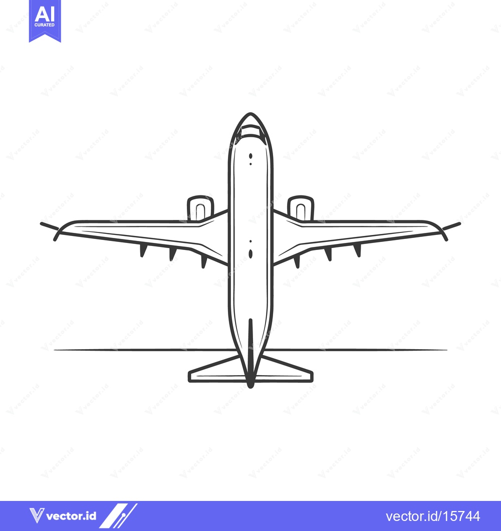Premium Vector dari An Overhead View Of A Commercial Jetliner On A Runway