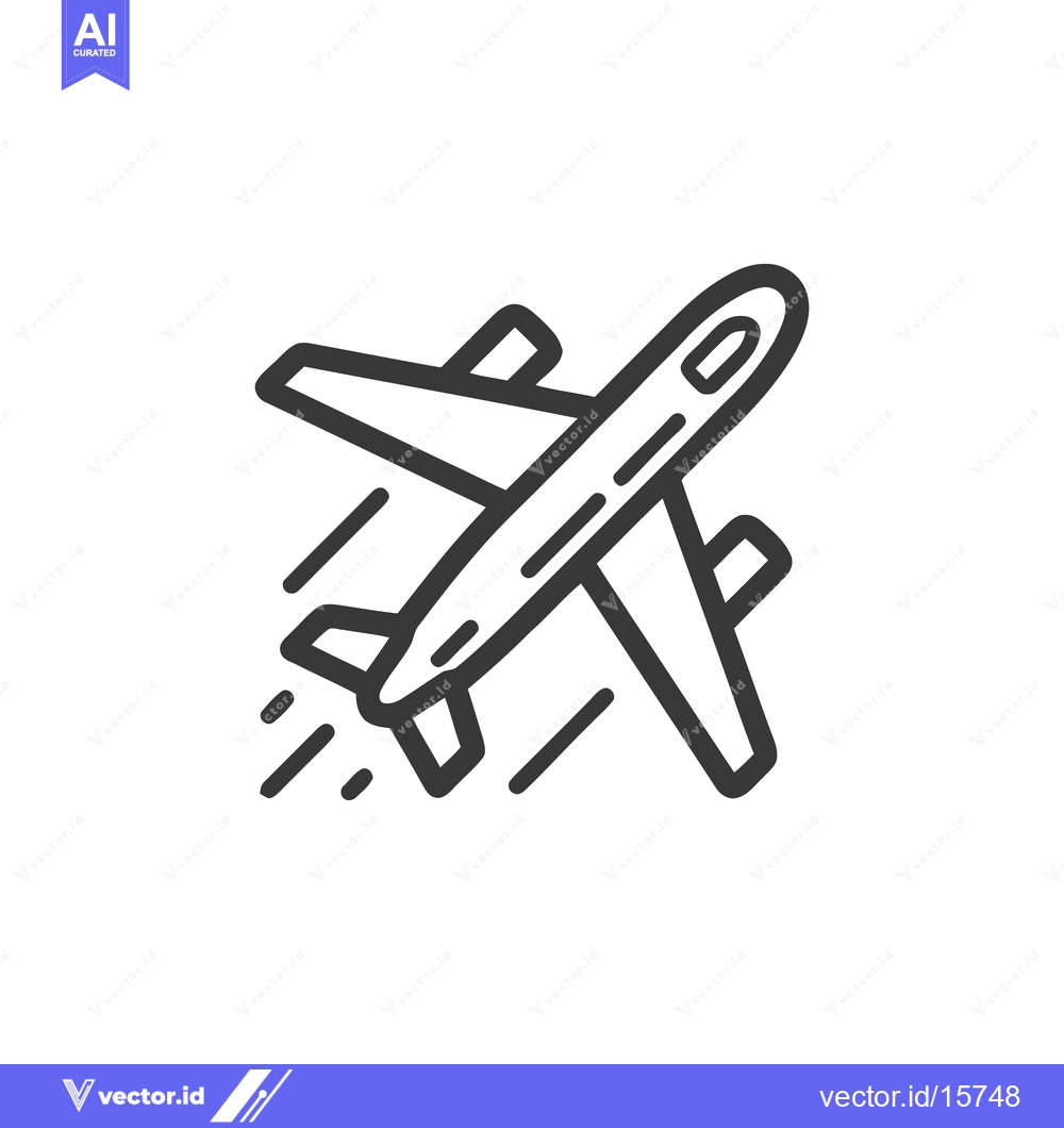 Premium Vector of Airplane Icon with Motion Lines, Minimalist Design on White Background