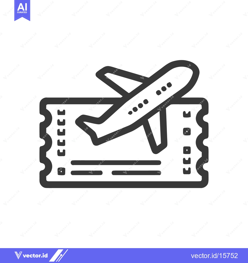 Premium Vector of Airplane Ticket Icon: Minimalist Design for Travel and Flight