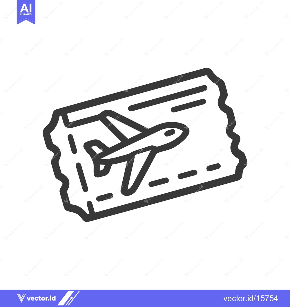 Premium Vector dari Airplane Ticket Icon: Bold Outline Design for Travel and Transportatio