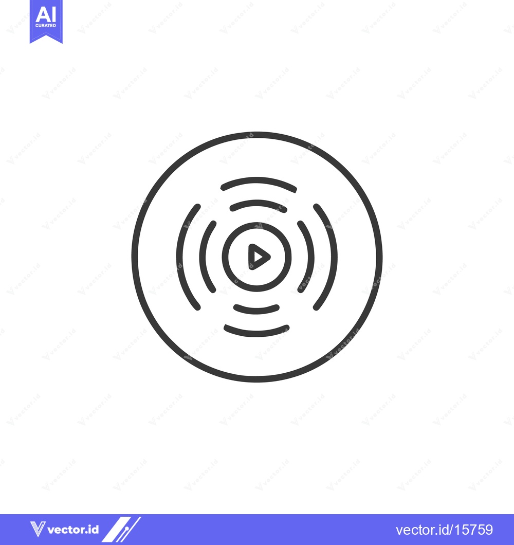 Premium Vector dari Minimalist Play Button Icon with Concentric Rings, Modern Design