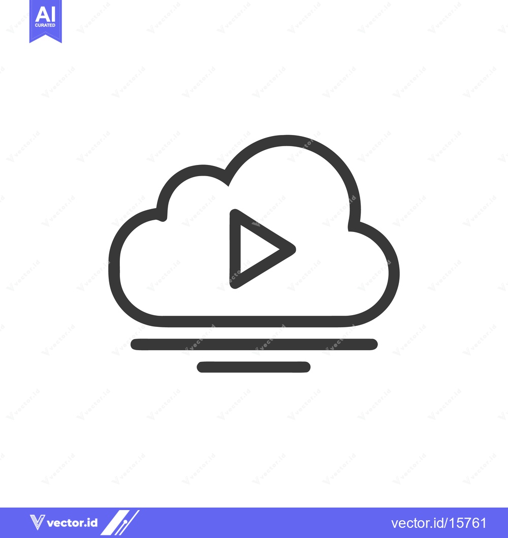 Premium Vector of Cloud-Based Video Streaming Icon: Minimalist Play Button within a Clou