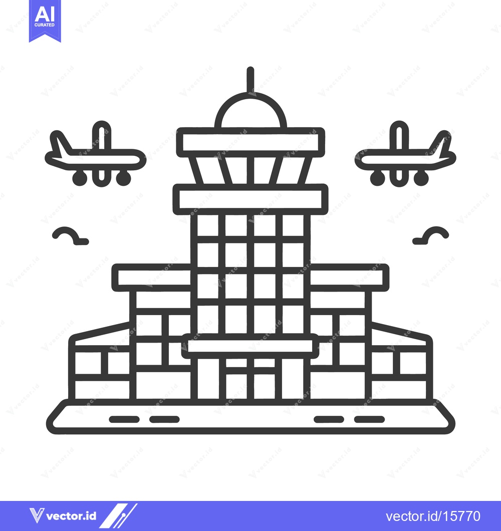 Premium Vector dari An airport icon with two planes and a control tower displayed