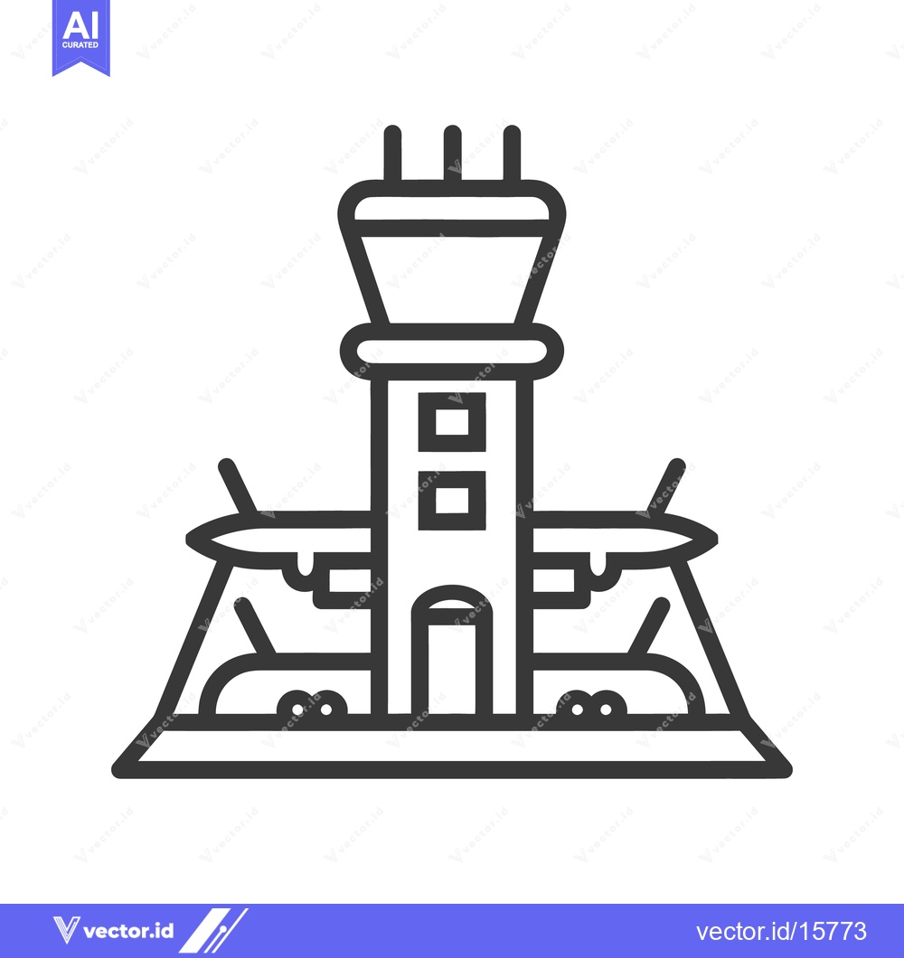 Premium Vector dari A stylized illustration of an airport control tower and airplanes