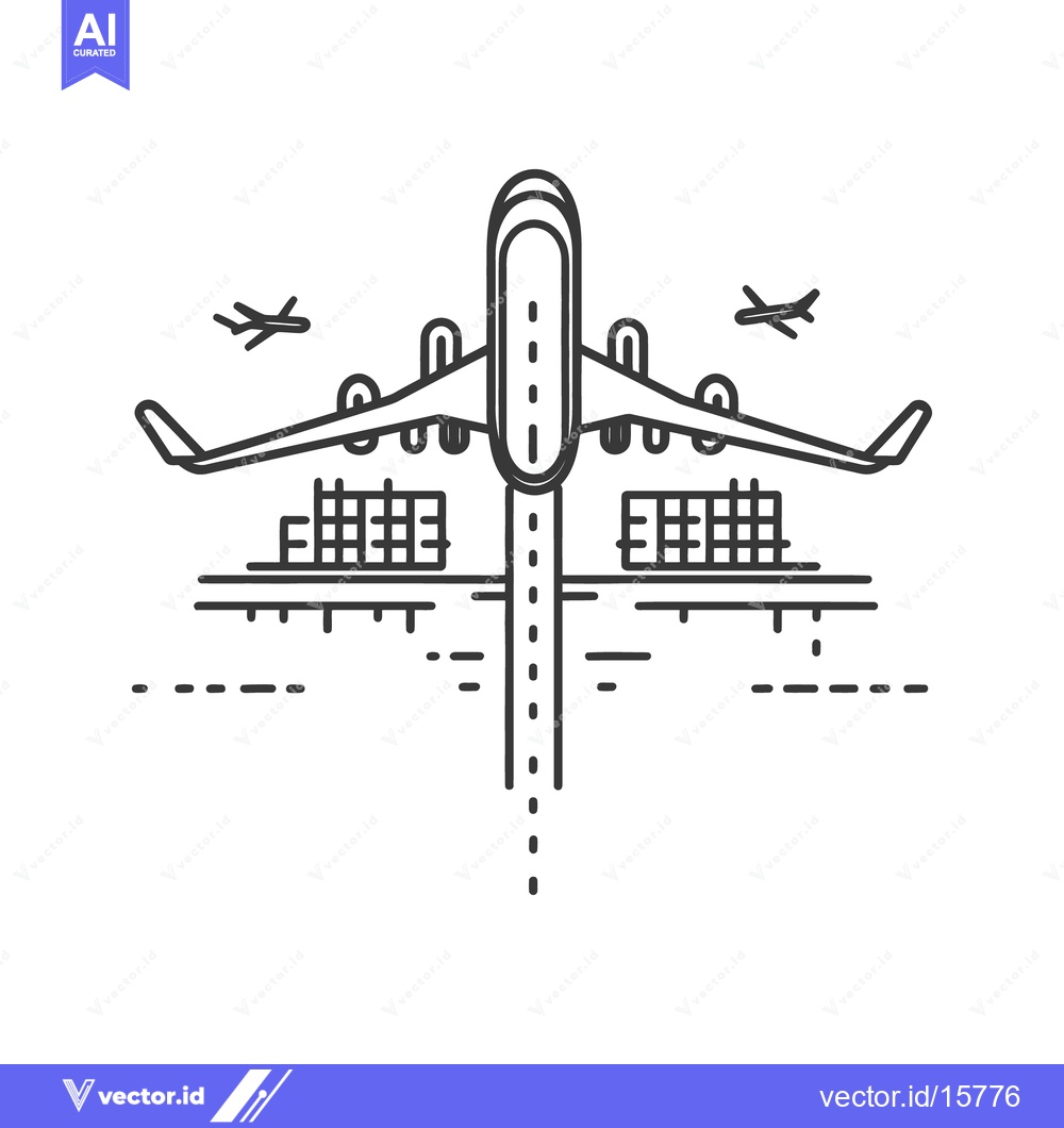 Premium Vector dari An overhead view of an airplane at an airport terminal