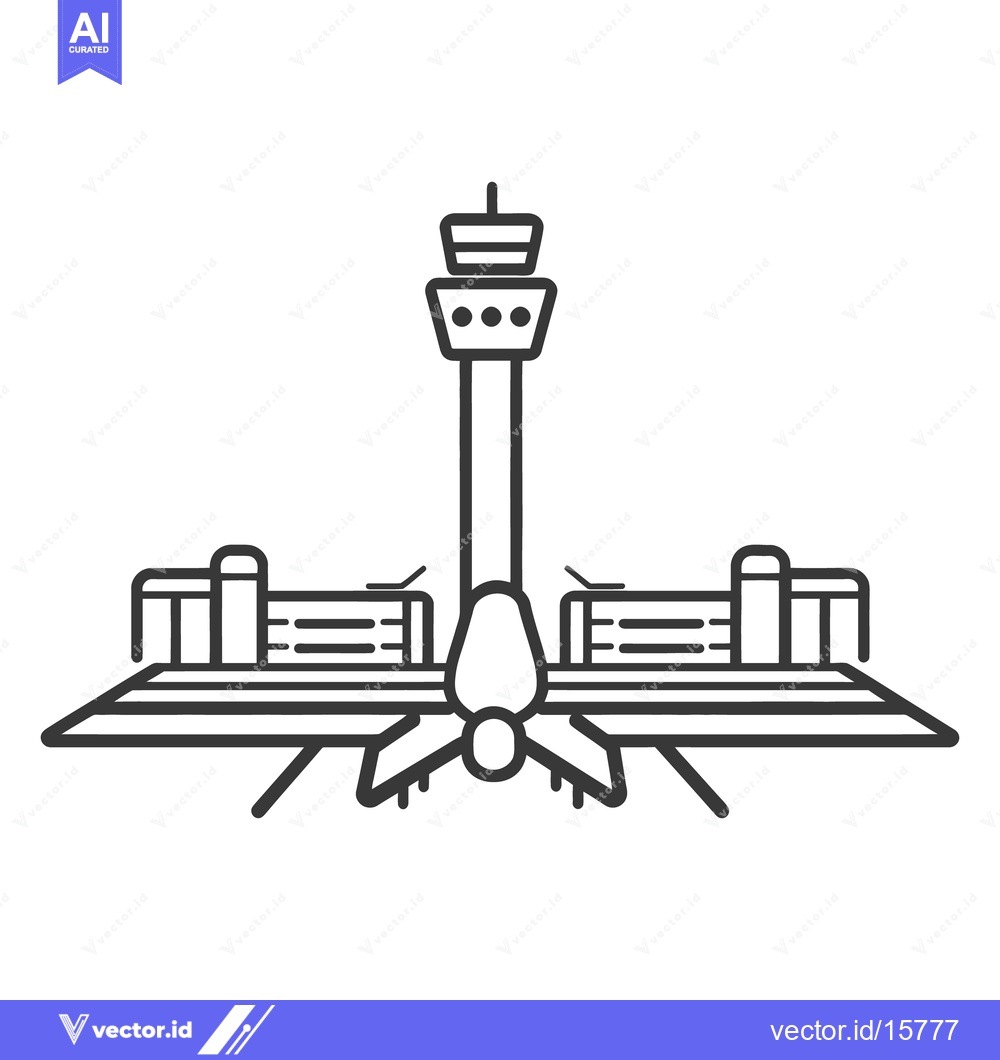 Premium Vector dari A simple black and white illustration of an airport control tower