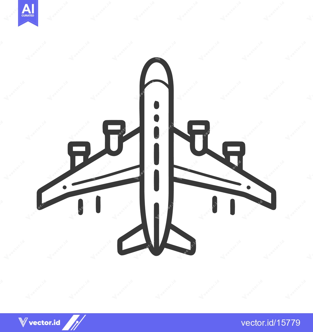 Premium Vector of Simple Line Art Illustration of a Commercial Airplane